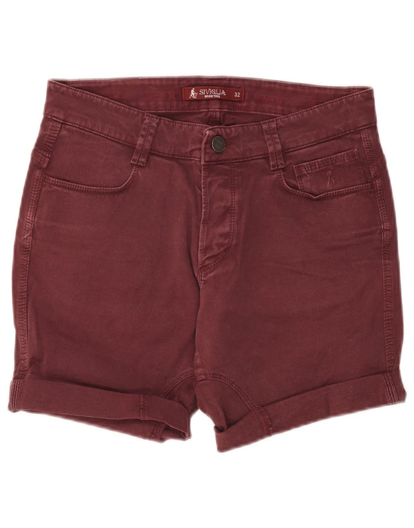 SIVIGLIA Womens Denim Shorts W32 Large  Burgundy Cotton