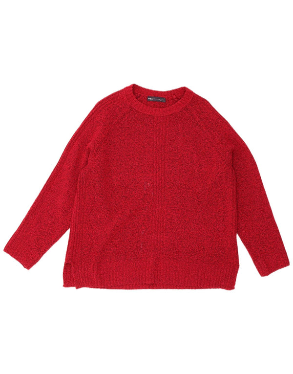 Marks & Spencer Womens Boat Neck Jumper Sweater UK 14 Medium Red Flecked