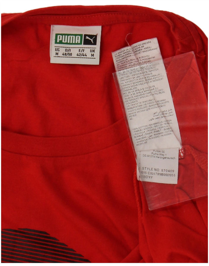 PUMA Mens Graphic T-Shirt Top Medium Red Cotton