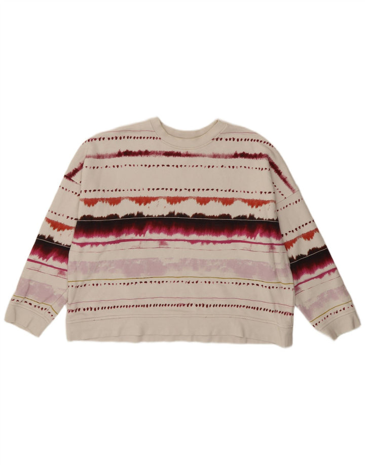 Whistle Womens Oversized Sweatshirt Jumper UK 14 Medium White Geometric