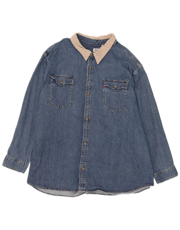 Levi's Mens Relaxed Fit Denim Shirt 4XL Blue Colourblock Cotton