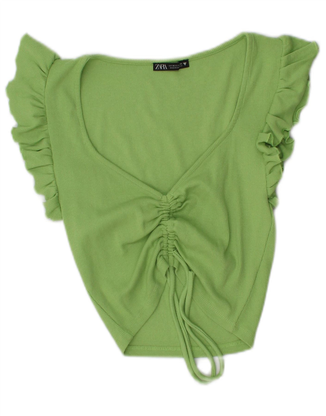 Zara Womens Crop Blouse Top UK 12 Medium Green