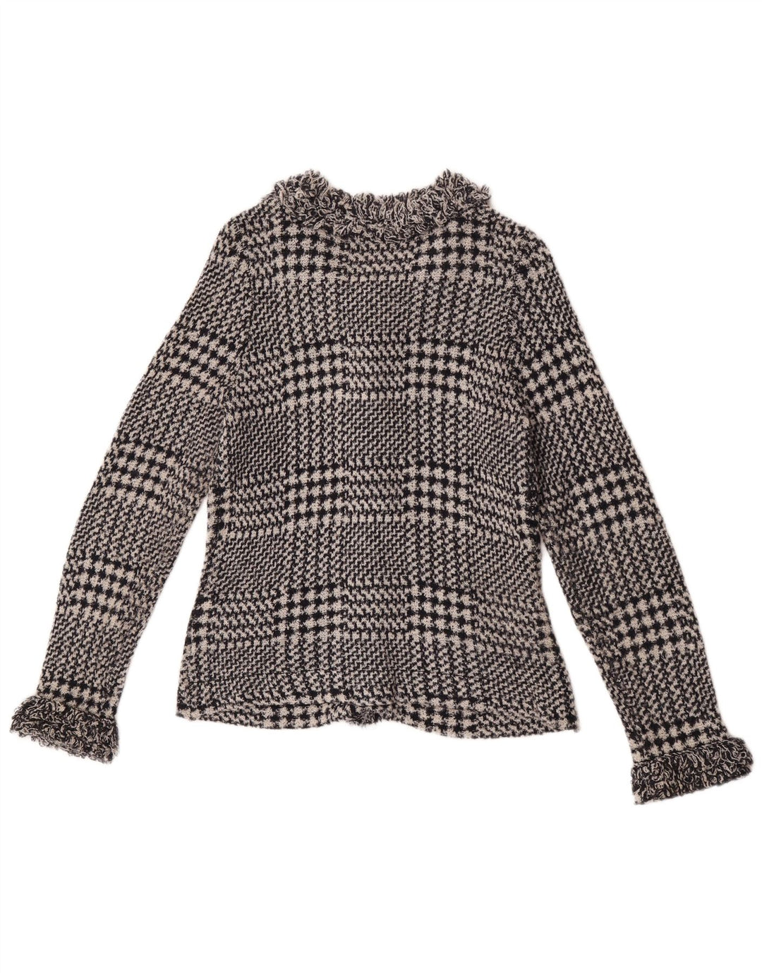 Marks & Spencer Womens Cardigan Sweater UK 12 Medium Navy Blue Houndstooth