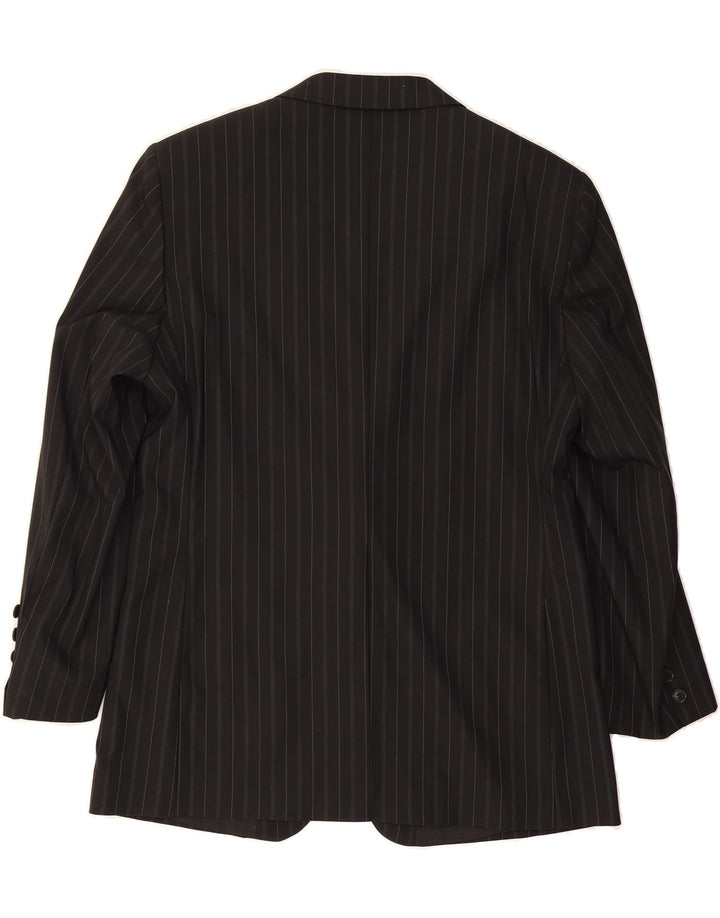 ZARA Mens 2 Button Blazer Jacket EU 54 XL Black Pinstripe Wool Vintage Zara and Second-Hand Zara from Messina Hembry 