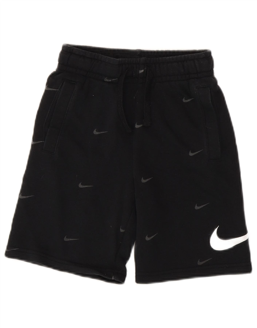 NIKE Boys Standard Fit Graphic Sport Shorts 8-9 Years Small Black Cotton