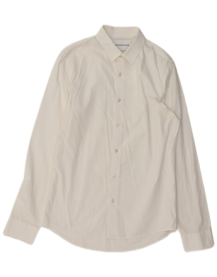 CALVIN KLEIN JEANS Mens Slim Fit Shirt Small White