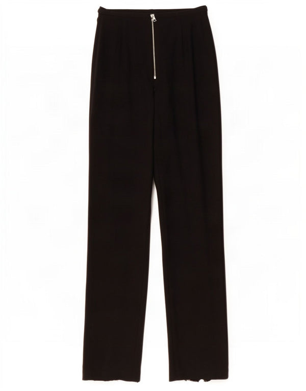 Vintage Womens Straight Suit Trousers IT 42 Medium W28 L32 Black Wool