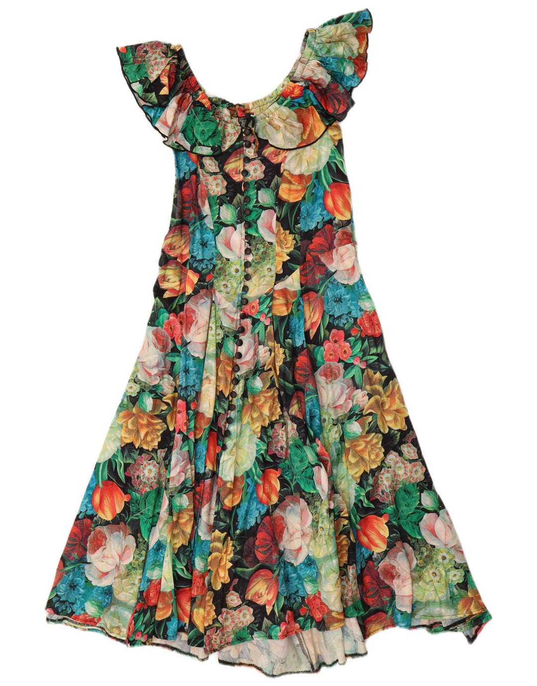 VINTAGE Womens A-Line Dress EU 38 Medium Multicoloured Floral