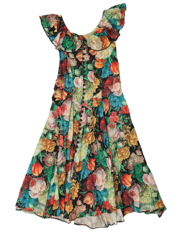 VINTAGE Womens A-Line Dress EU 38 Medium Multicoloured Floral