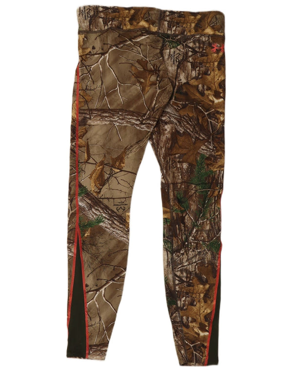 Under Armour Womens Graphic Leggings UK 14 Large Brown Camouflage