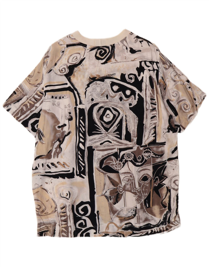 Sisley Womens Longline Graphic T-Shirt Top IT 44 Medium Beige Viscose