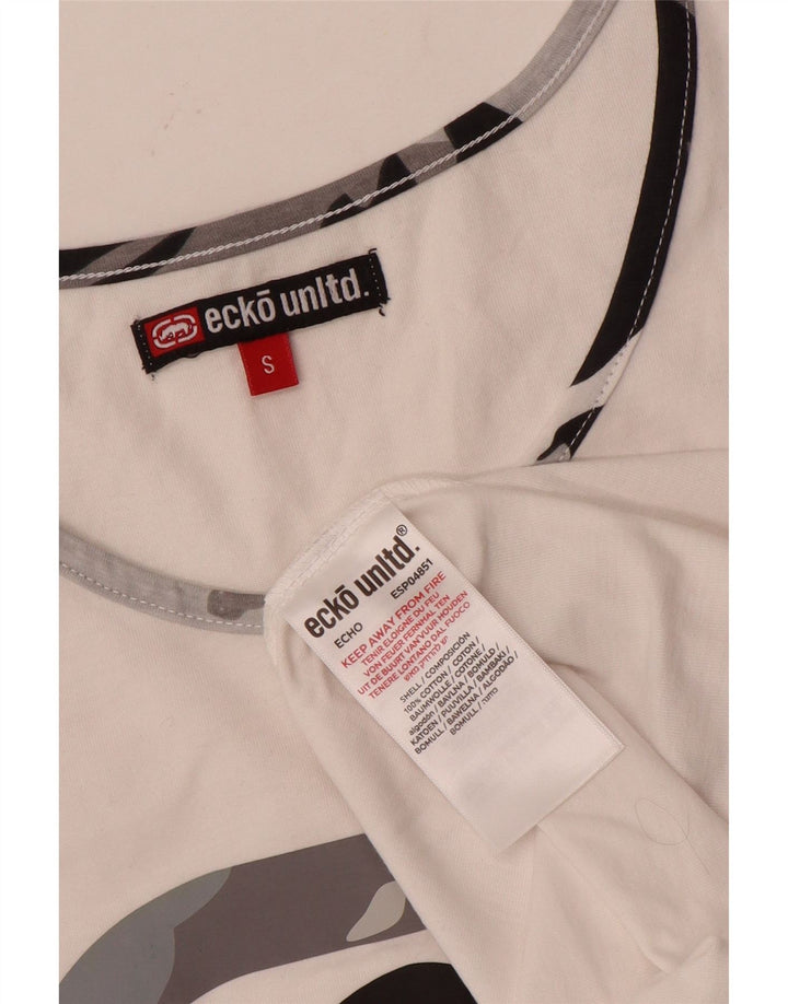 Ecko Unltd Mens Graphic Vest Top Small White Cotton