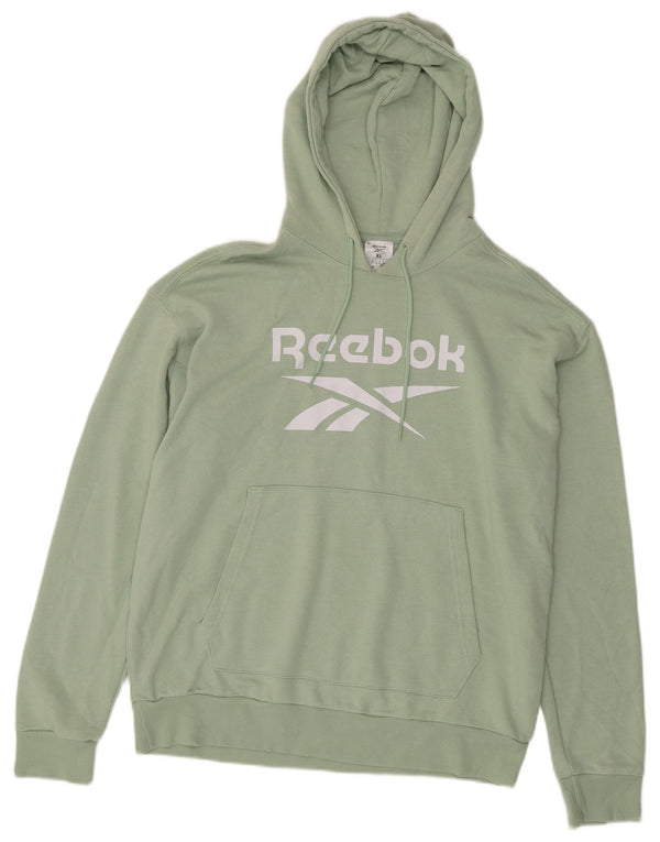 Reebok Womens Graphic Oversized Hoodie Jumper UK 20/22 XL Green Cotton