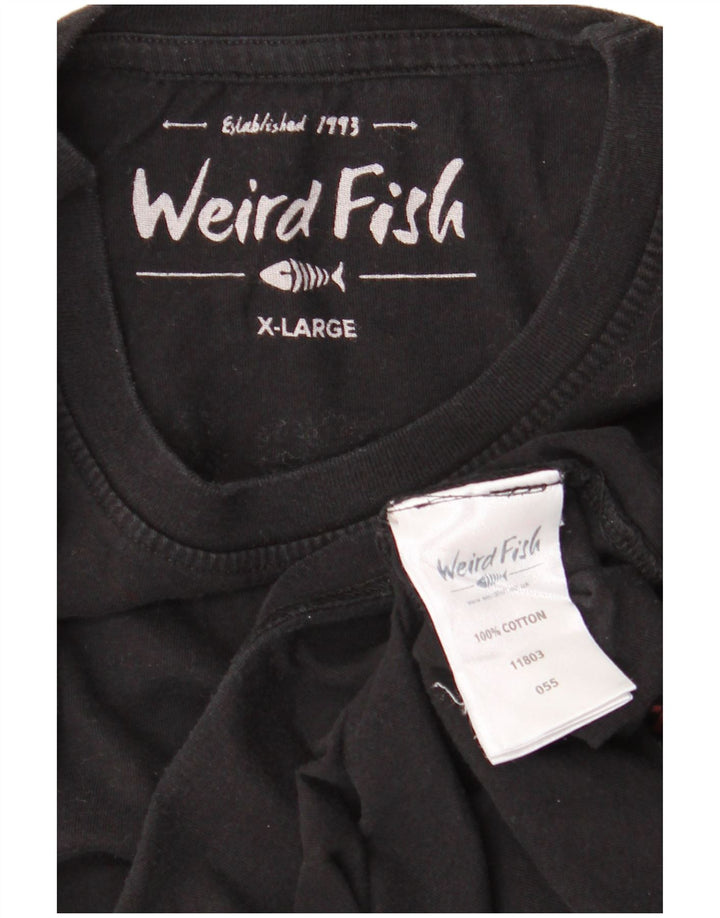 WEIRD FISH Mens Graphic T-Shirt Top XL Black Cotton