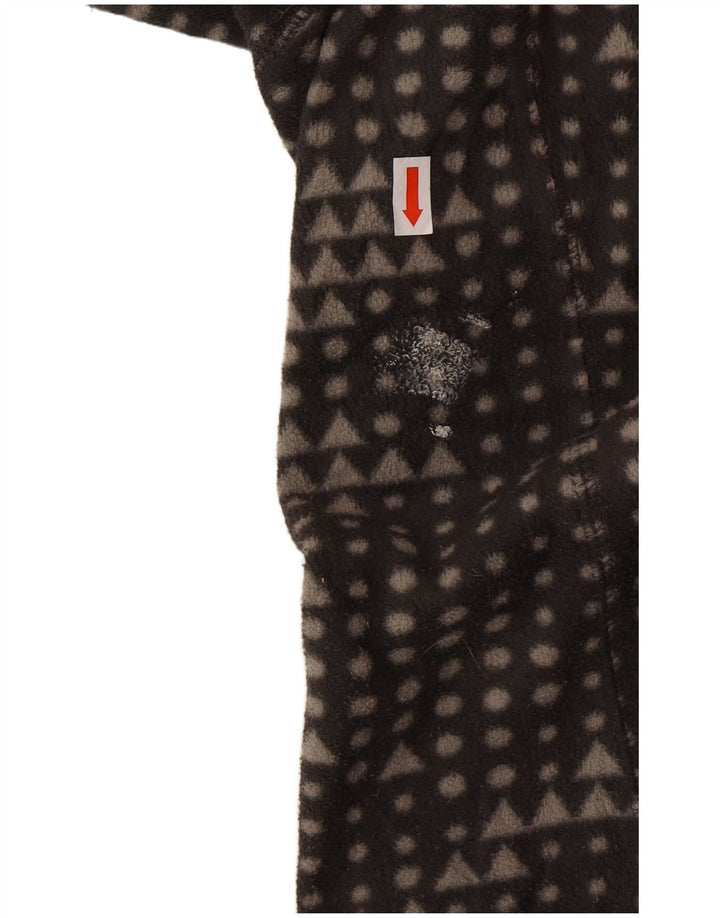 Eddie Bauer Womens Fleece Jacket UK 14 Medium Grey Geometric Polyester