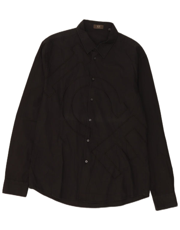 Iceberg Mens Graphic Shirt 4XL Black Cotton
