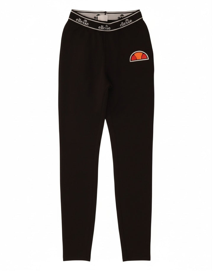 ELLESSE Womens Graphic Leggings UK 6 XS  Black Polyester