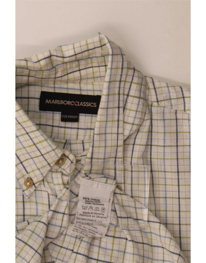 Marlboro Classics Mens Shirt Medium White Check Cotton