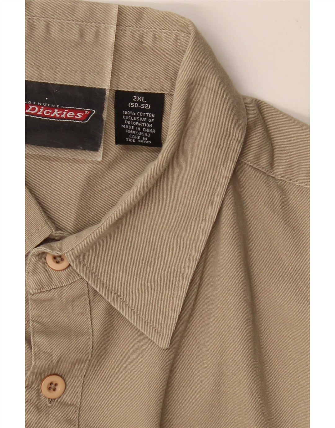 DICKIES Mens Short Sleeve Shirt 2XL Beige Colourblock Cotton