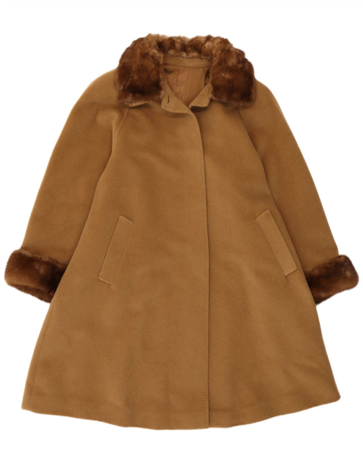 Vintage Womens Loose Fit Overcoat UK 14 Medium Brown