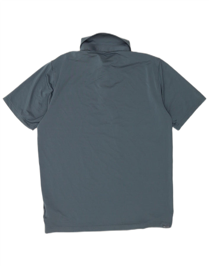 Puma Mens Polo Shirt Large Navy Blue Colourblock Polyester
