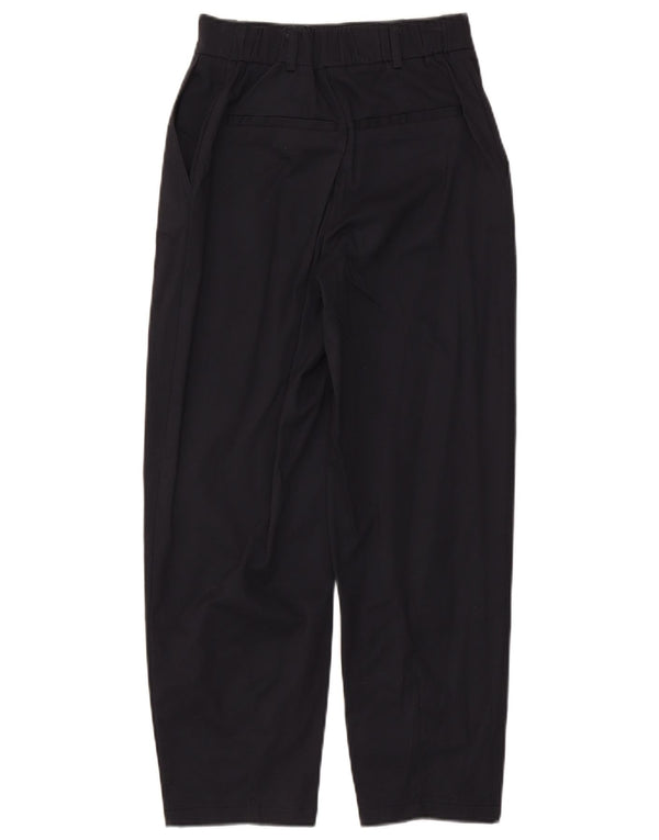 Zara Womens High Waist Tapered Chino Trousers XS W24 L26 Navy Blue Cotton
