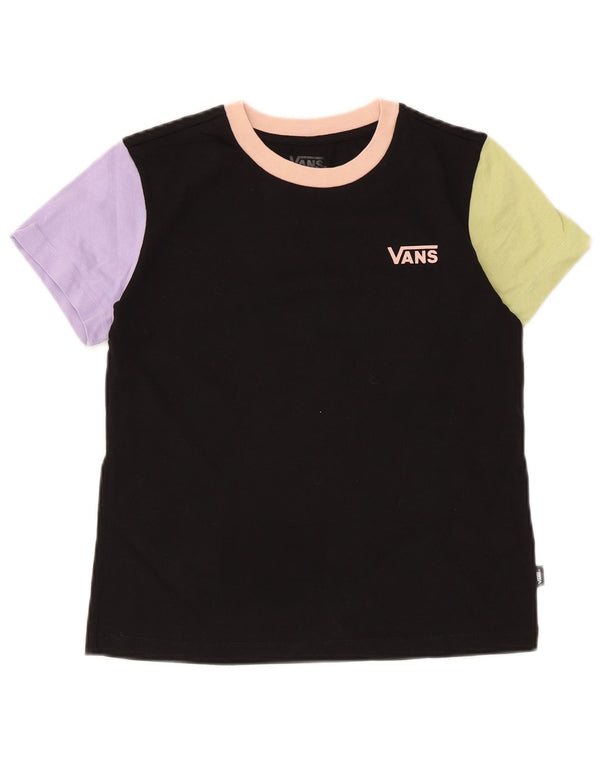 Vans Womens T-Shirt Top UK 6 XS Black Colourblock Cotton