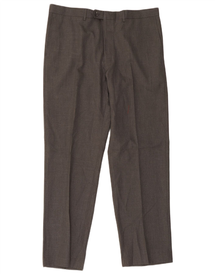 Marks & Spencer Mens Straight Suit Trousers W38 L31 Grey Polyester