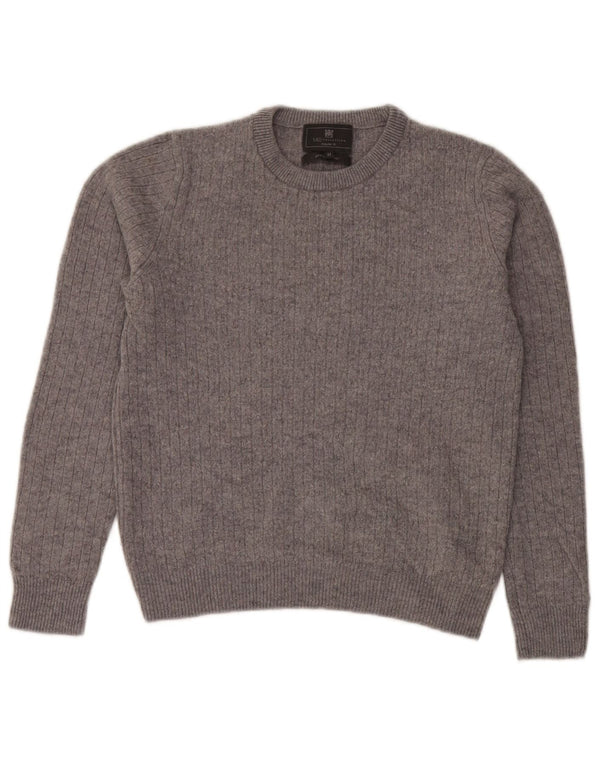 Marks & Spencer Womens Crop Crew Neck Jumper Sweater UK 14 Medium Grey