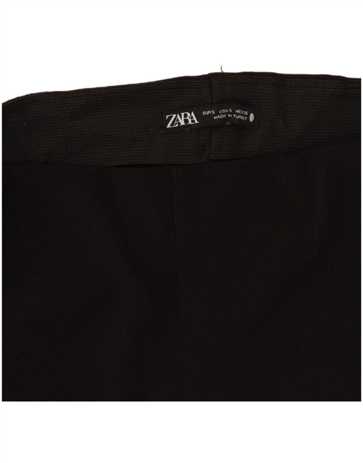 Zara Womens Flare Casual Trousers Small W26 L30 Black Polyester