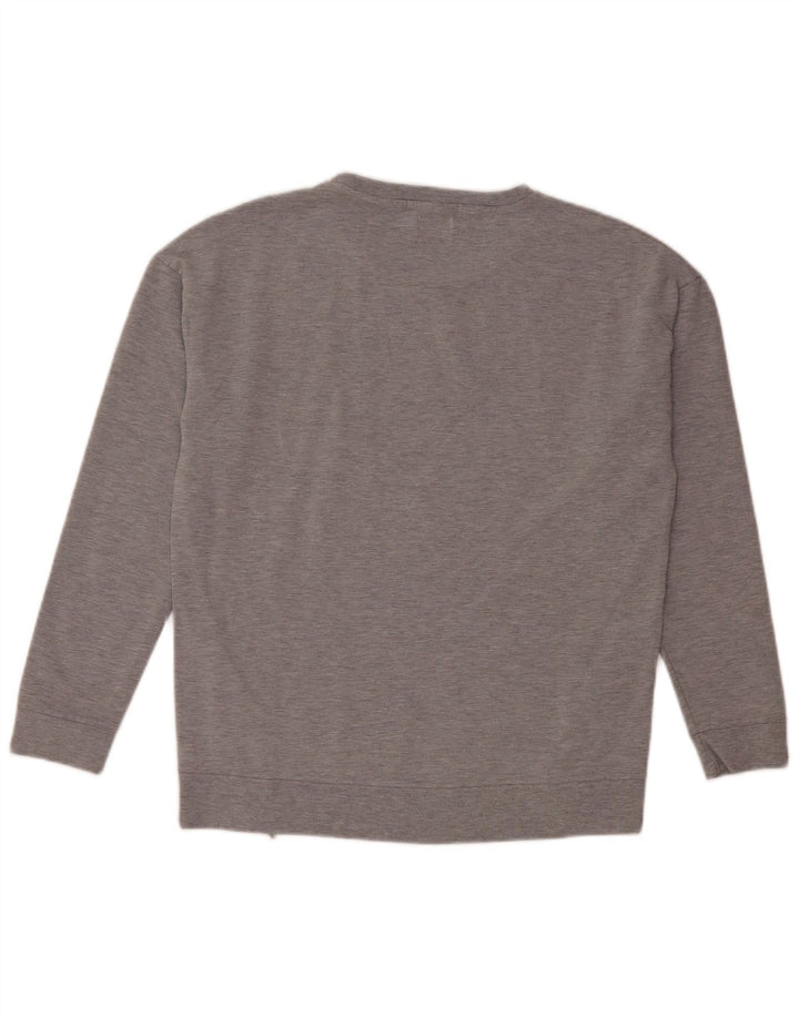 CONVERSE Womens Graphic Sweatshirt Jumper UK 14 Medium Grey Cotton