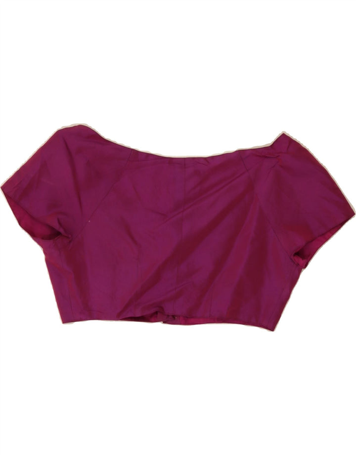 VINTAGE Womens Crop Blouse Top IT 44 Medium Pink Acetate Vintage Vintage and Second-Hand Vintage from Messina Hembry 