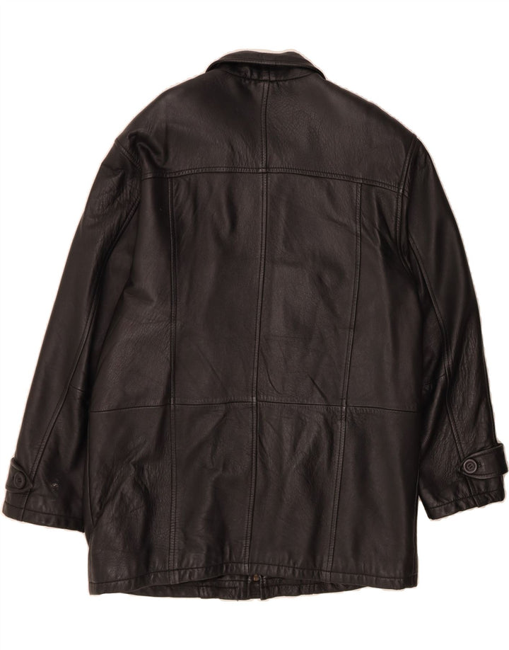 KARTEL Mens Leather Coat UK 40 Large Black Leather Vintage Kartel and Second-Hand Kartel from Messina Hembry 