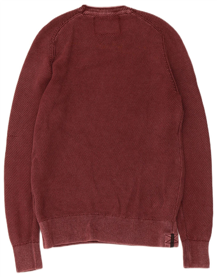 Superdry Mens Crew Neck Jumper Sweater Large Maroon Cotton