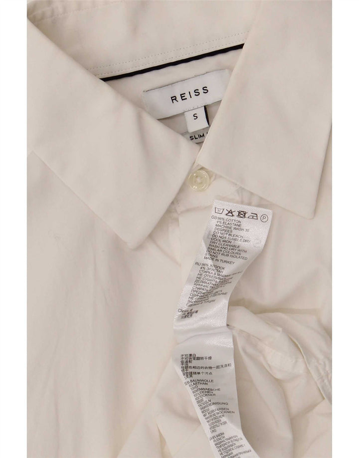 Reiss Mens Slim Fit Shirt Small White Cotton