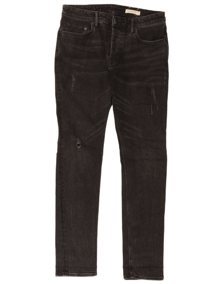 All Saints Mens Distressed Slim Jeans W30 L32 Black Cotton