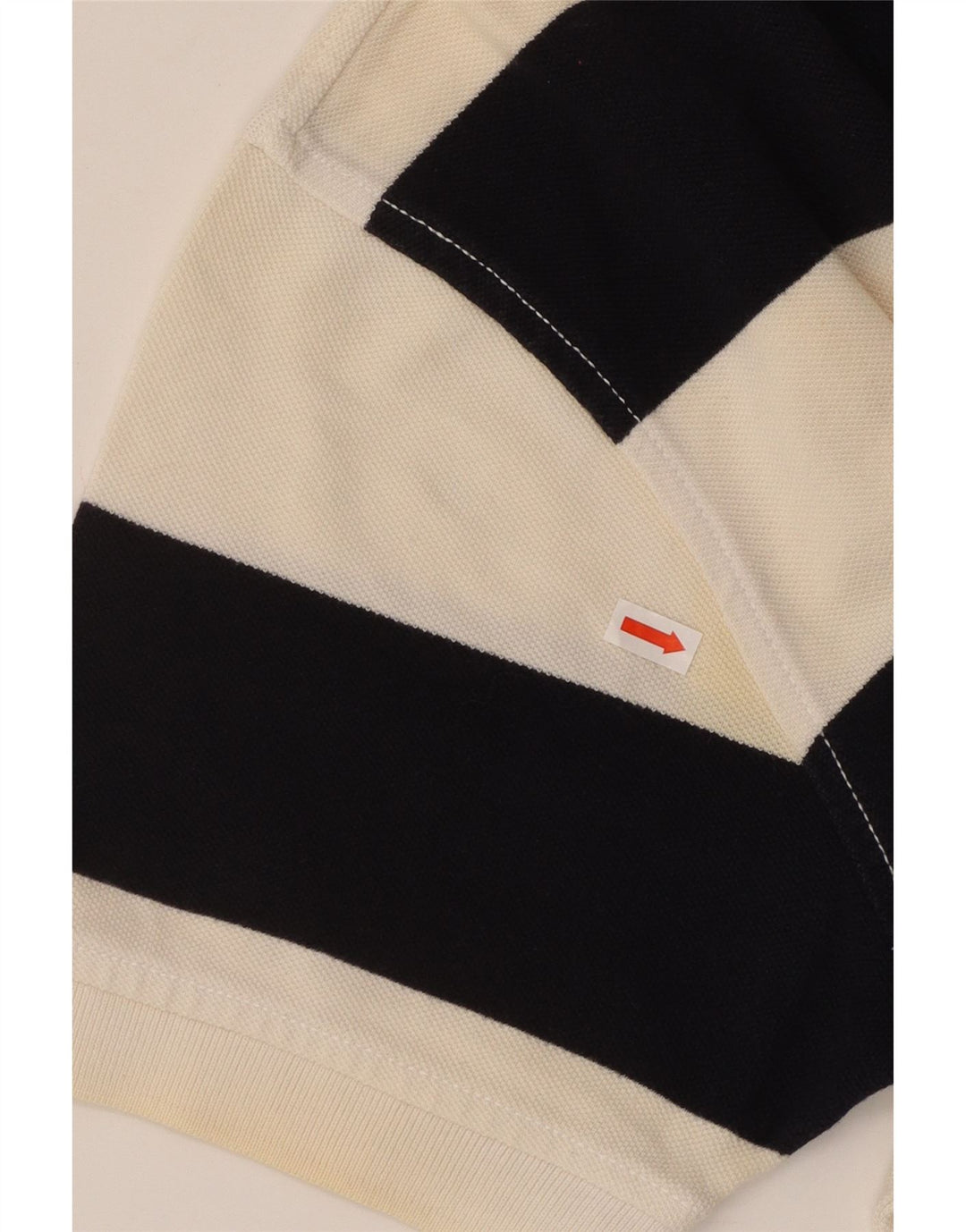 TOMMY HILFIGER Mens Rugby Polo Shirt Large Black Striped Cotton