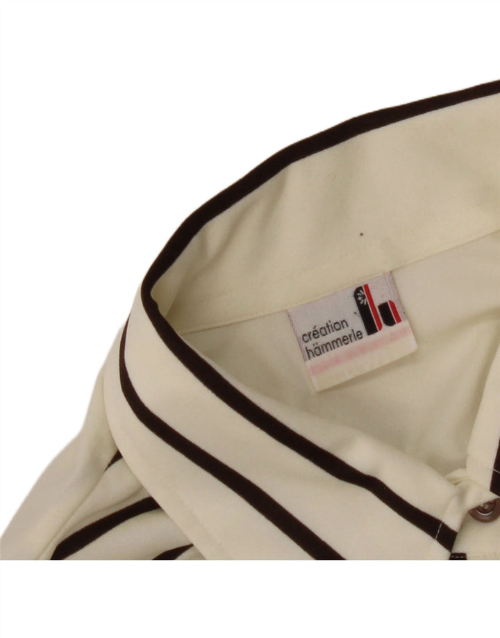 HAMMERLE Womens Shirt Blouse UK 14 Large Off White Striped Polyester