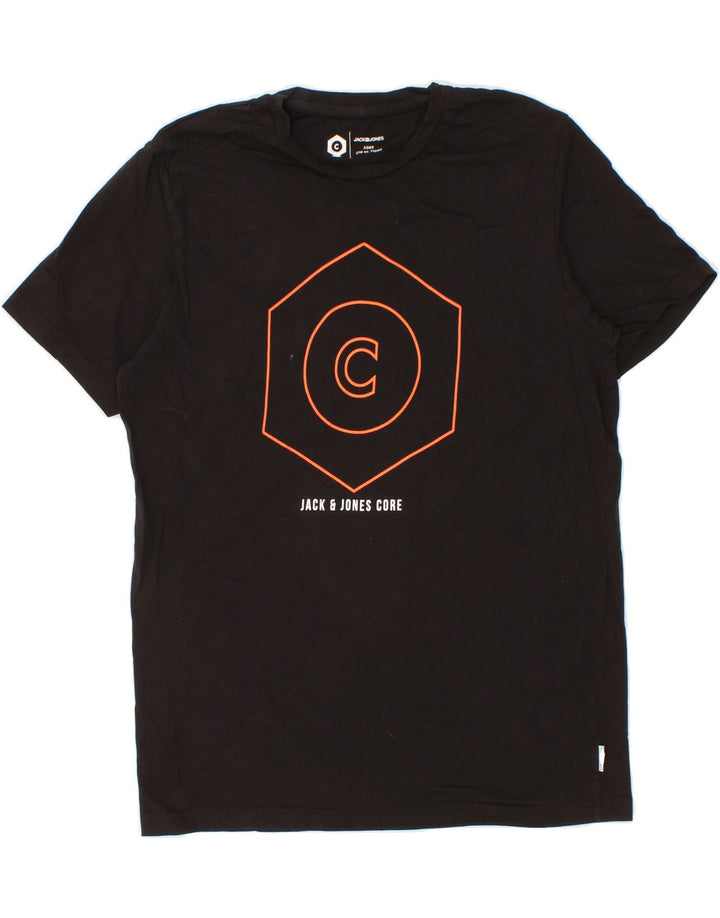 JACK & JONES Mens Graphic T-Shirt Top Medium Black Cotton Vintage Jack & Jones and Second-Hand Jack & Jones from Messina Hembry 