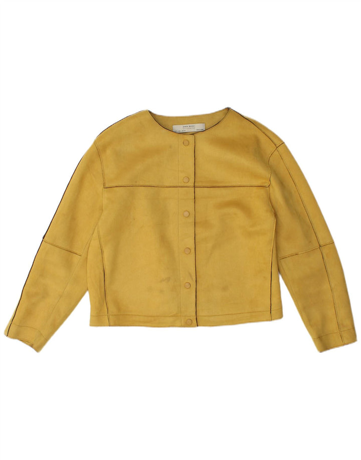 Zara Womens Crop Bomber Jacket UK 16 Large Yellow