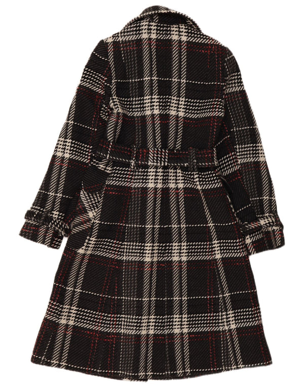 Oasis Womens Overcoat UK 8 Small Black Check Wool