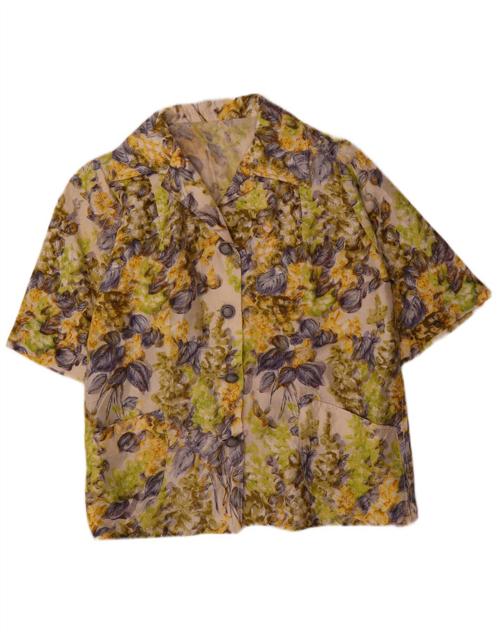 VINTAGE Womens 4 Button Blazer Jacket UK 16 Large Multicoloured Floral