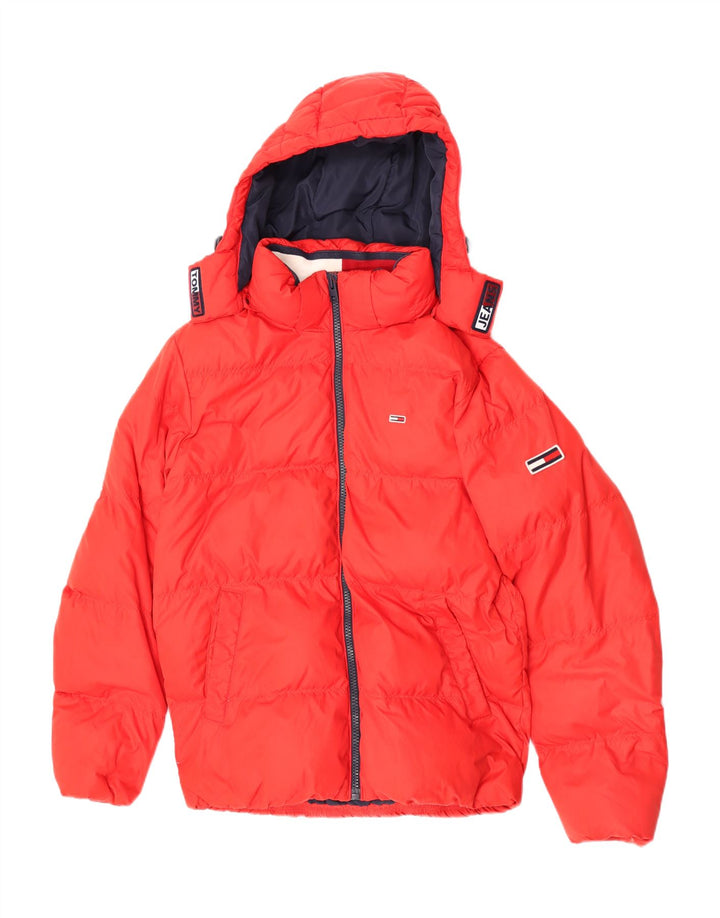 Tommy Hilfiger Mens Hooded Padded Jacket UK 40 Large Red Polyester