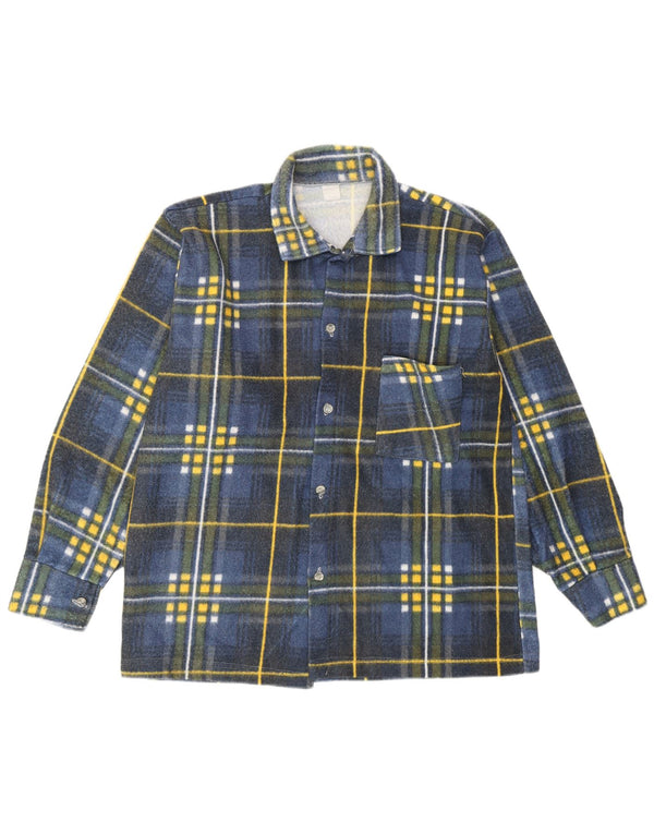 Vintage Mens Flannel Shirt Medium Blue Check