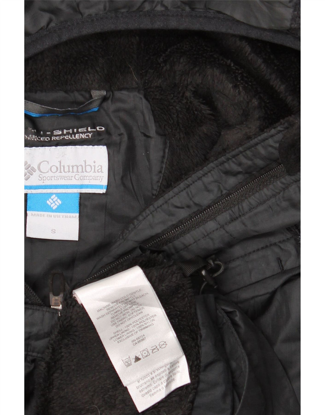 Columbia Mens Omni-Shield Hooded Windbreaker Jacket UK 36 Small Black