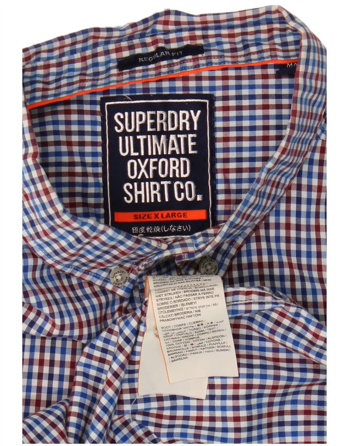 Superdry Mens Regular Fit Shirt XL Blue Gingham Cotton