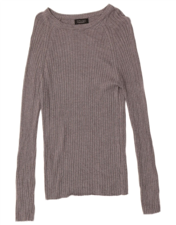 Zara Mens Top Long Sleeve Medium Grey