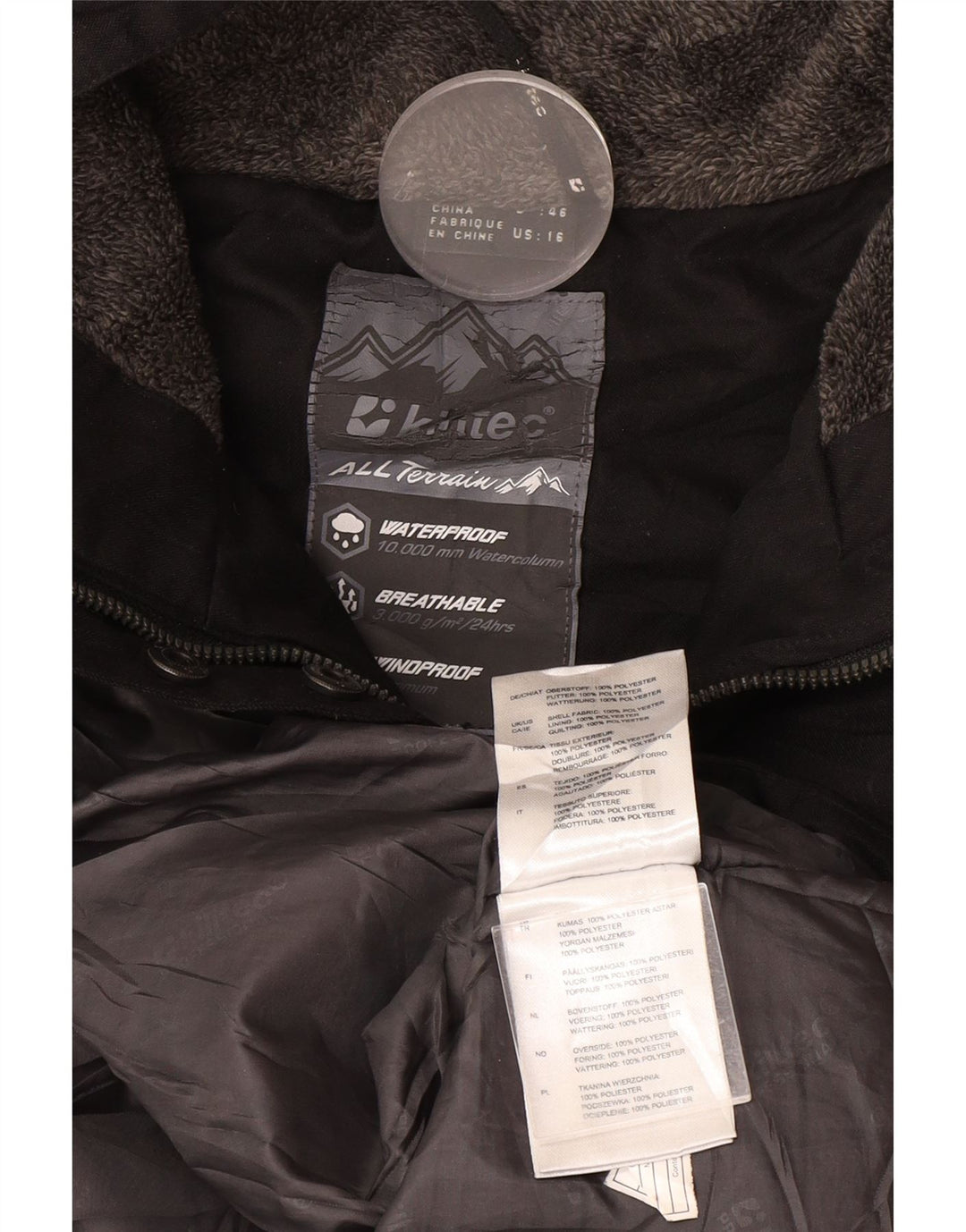 Killtec Womens Hooded Windbreaker Coat UK 16 Large Black Polyester