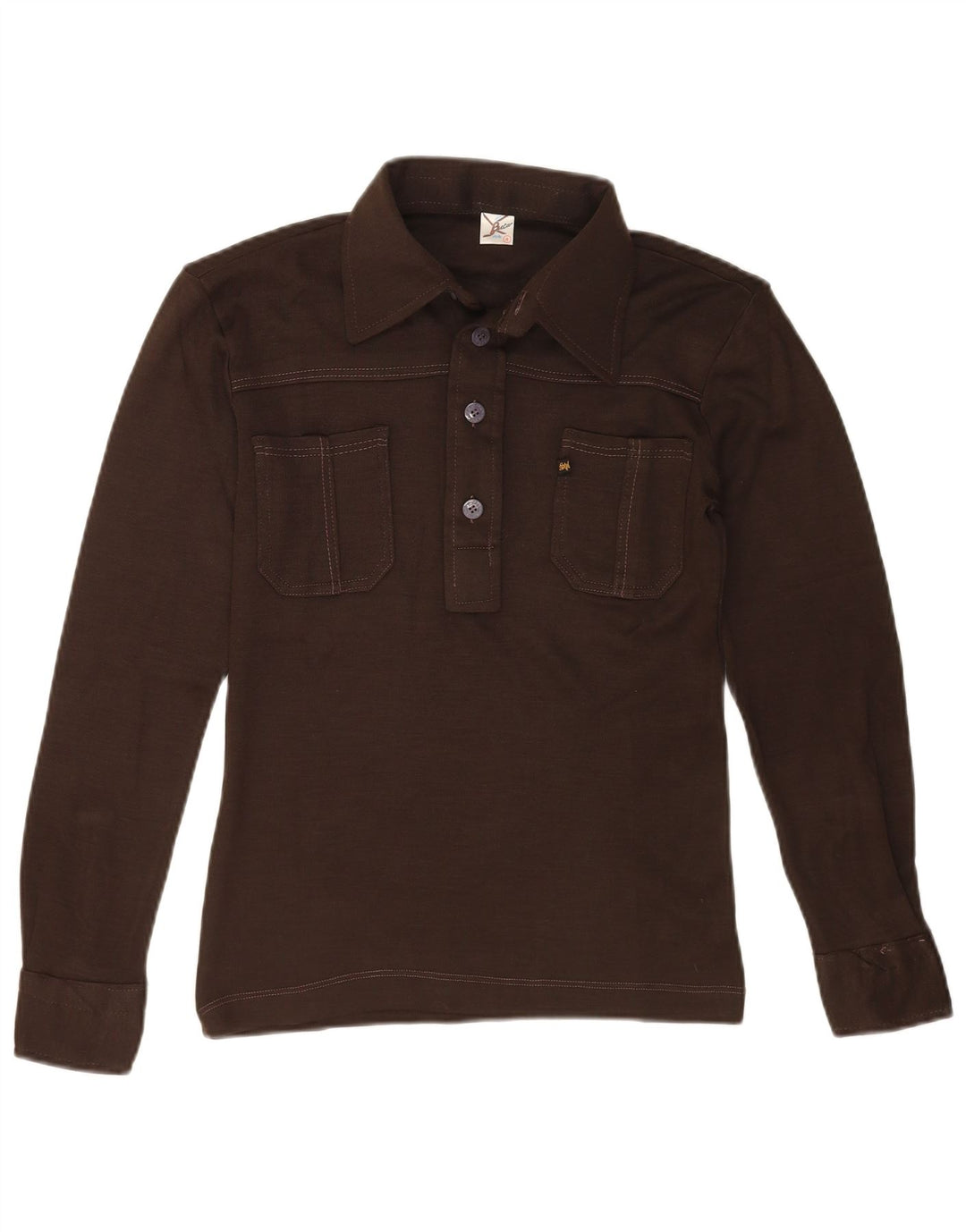BETA Mens Long Sleeve Polo Shirt Small Brown