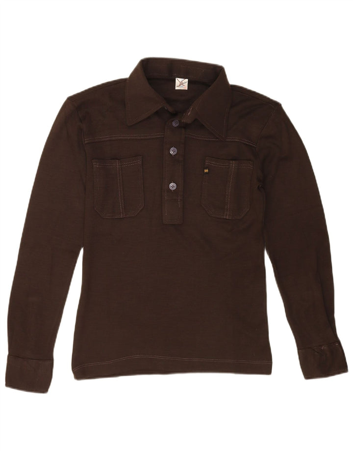 BETA Mens Long Sleeve Polo Shirt Small Brown